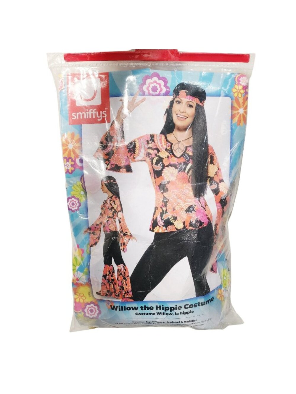 Willow Hippie Costume Includes Top Trousers Headscarf Medallion Womens L 70s